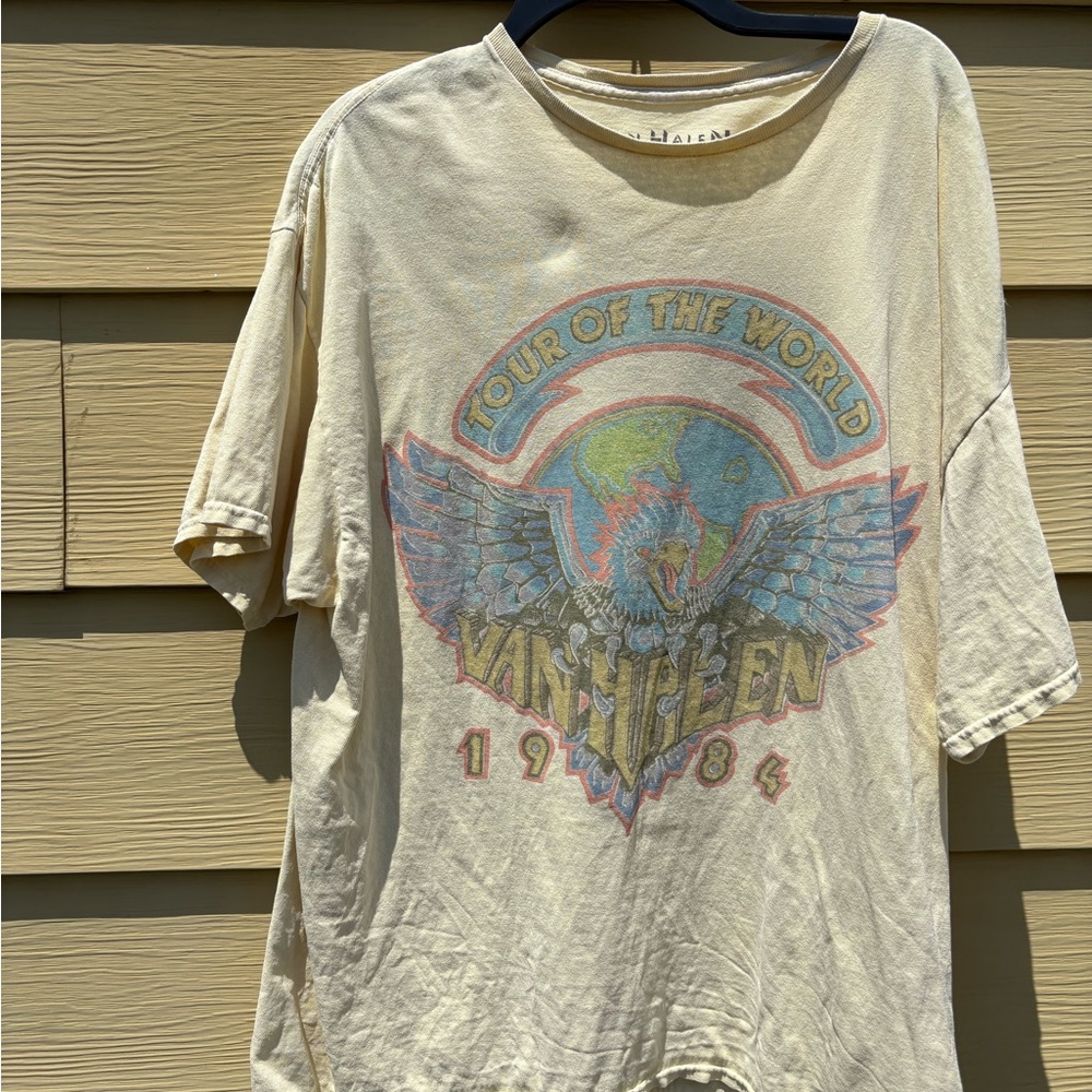 Urban Outfitters Van Halen Light Yellow Oversized Graphic Tee